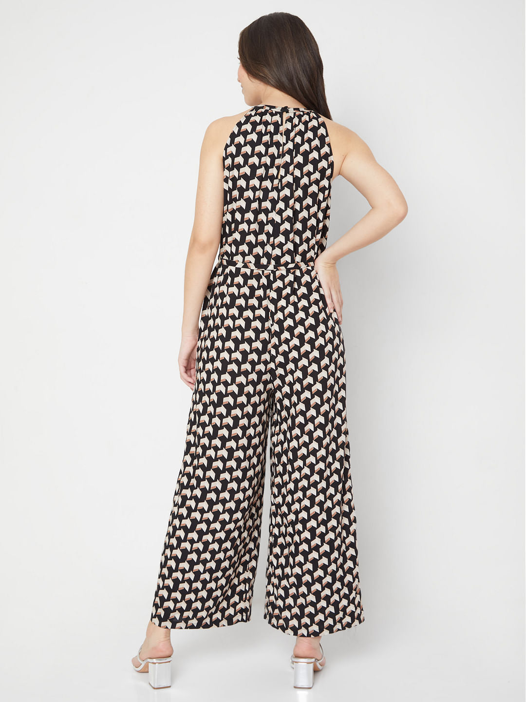 Black Printed Halter Neck Jumpsuit