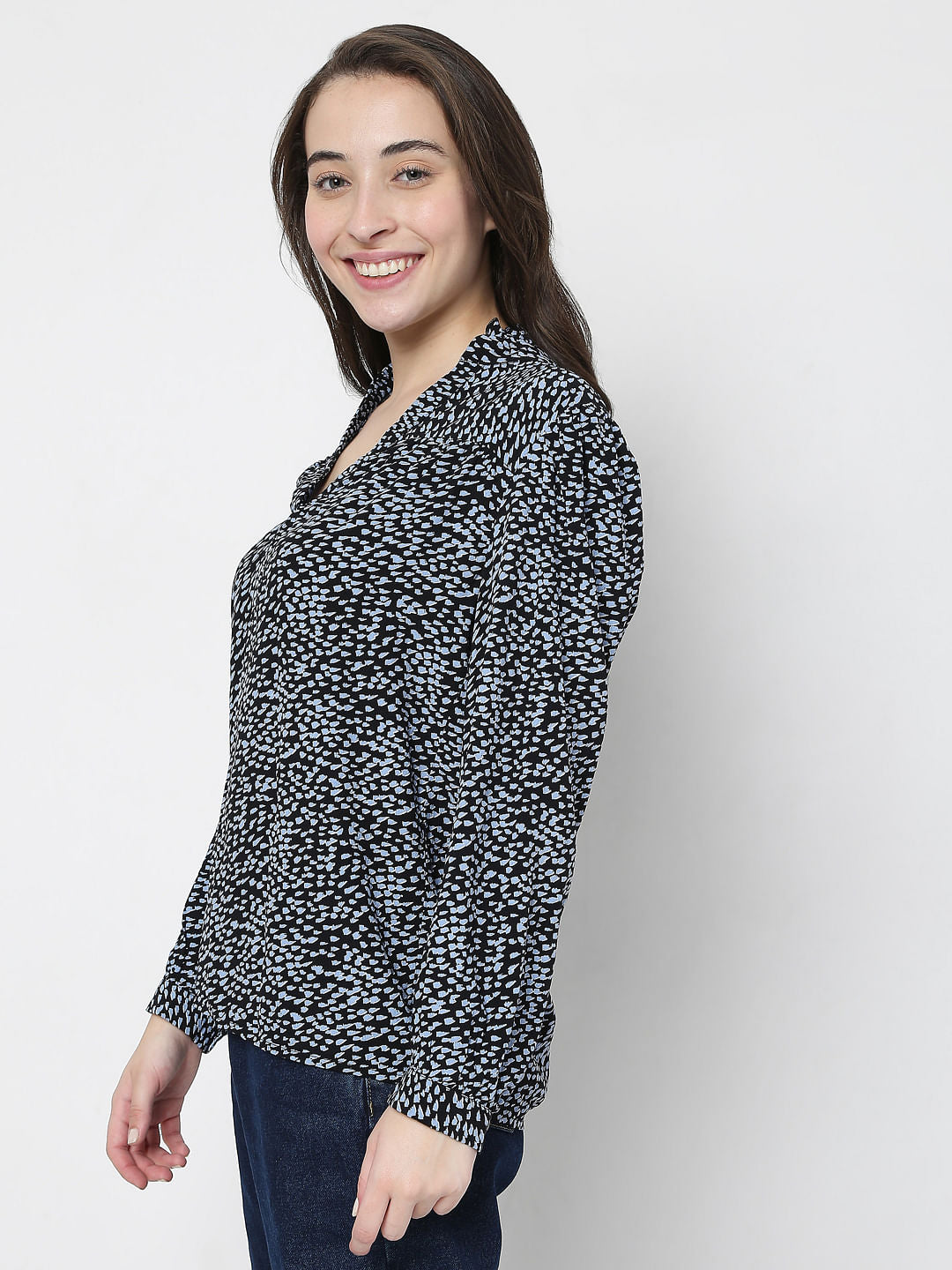 Black All Over Print Top