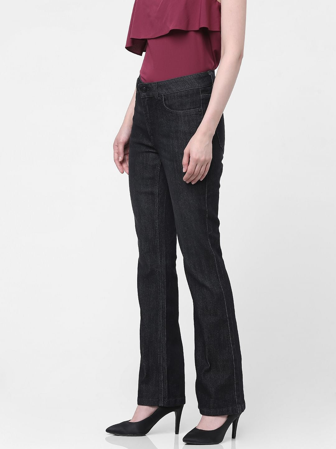 Black Mid Rise Petra Bootcut Jeans
