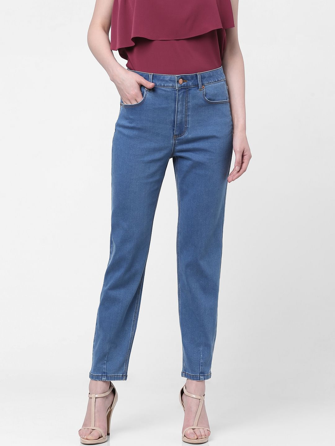 Blue High Rise Slim Jeans