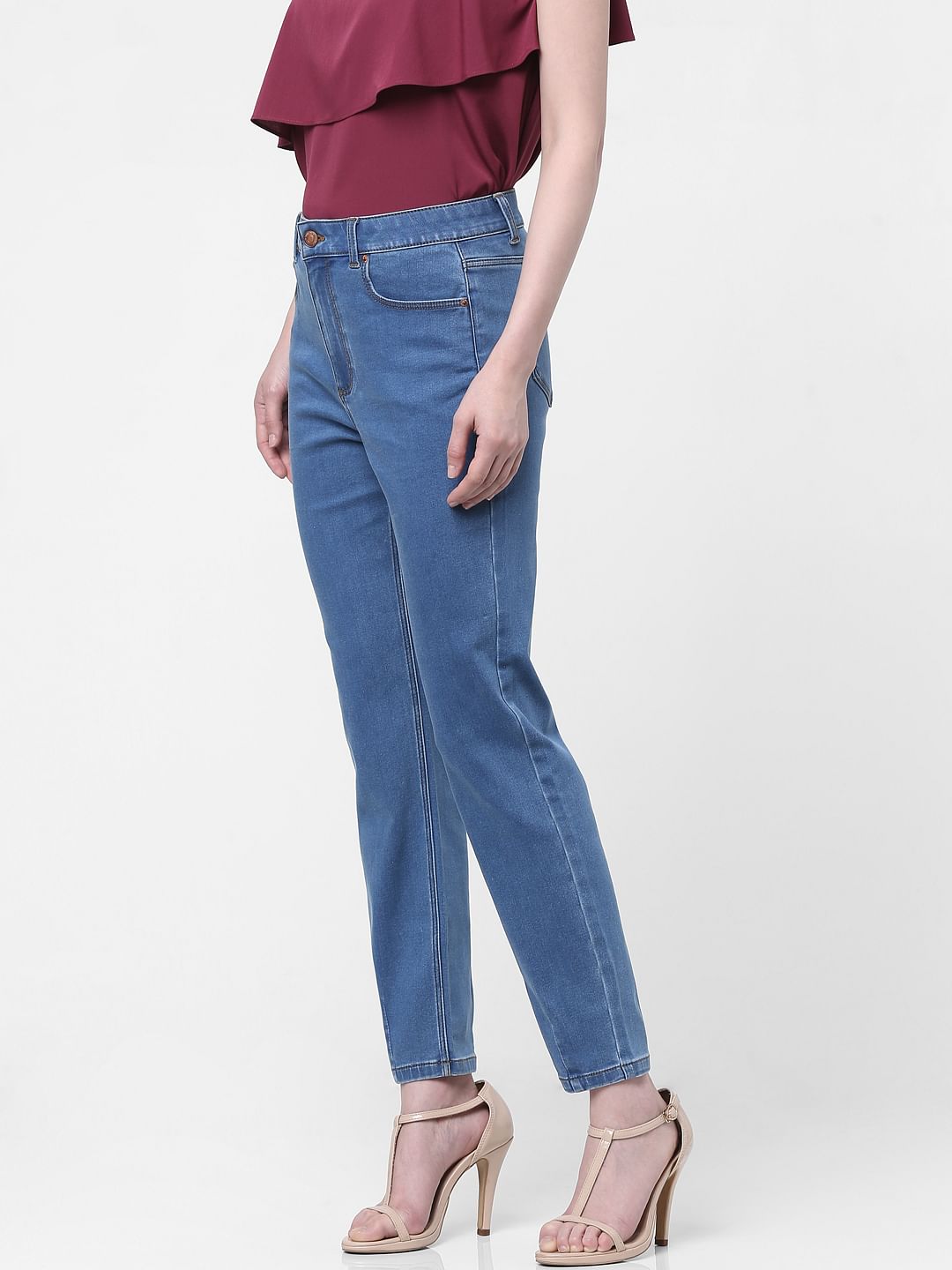 Blue High Rise Slim Jeans