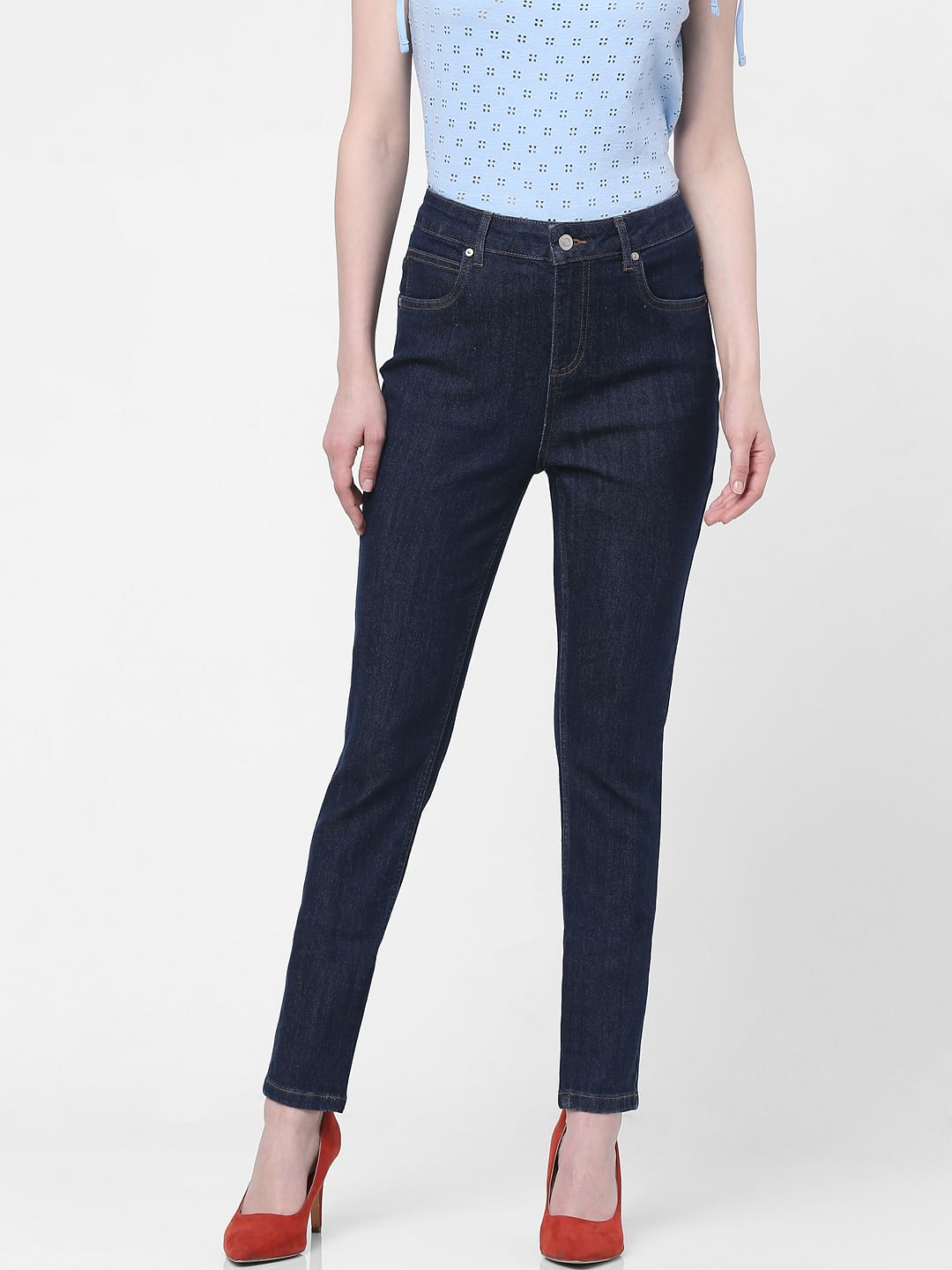 Blue Mid Rise Wendy Skinny Jeans