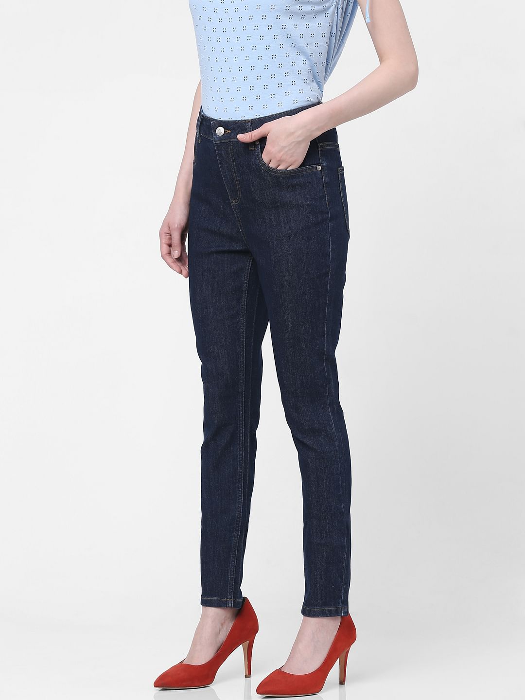 Blue Mid Rise Wendy Skinny Jeans