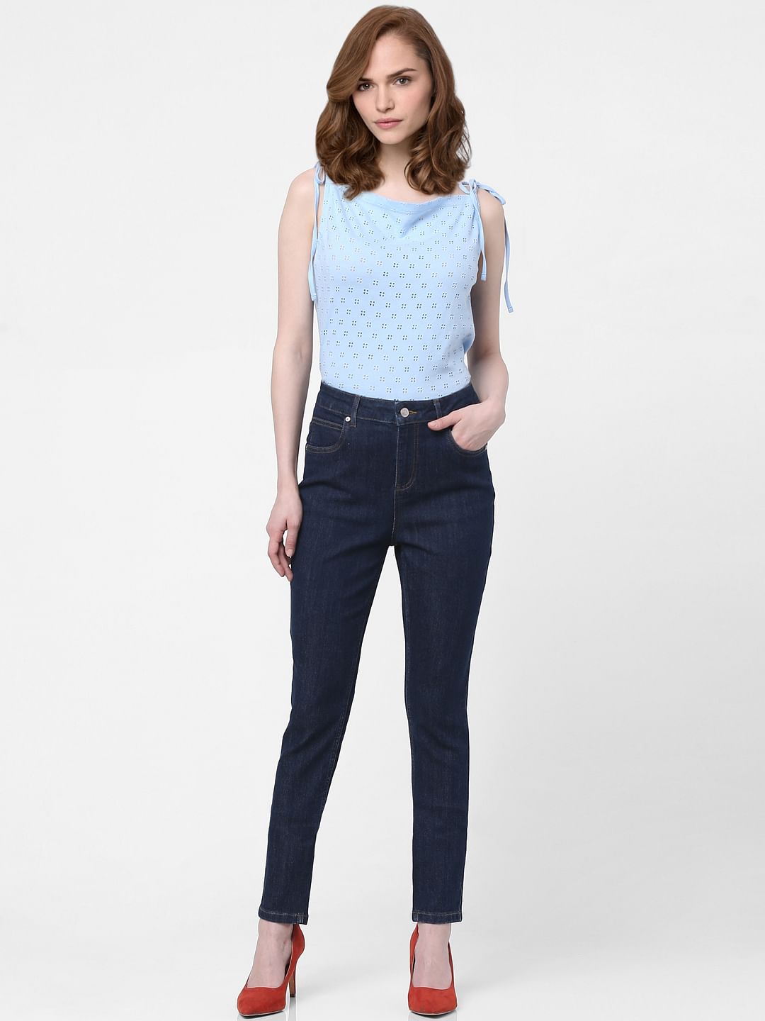 Blue Mid Rise Wendy Skinny Jeans