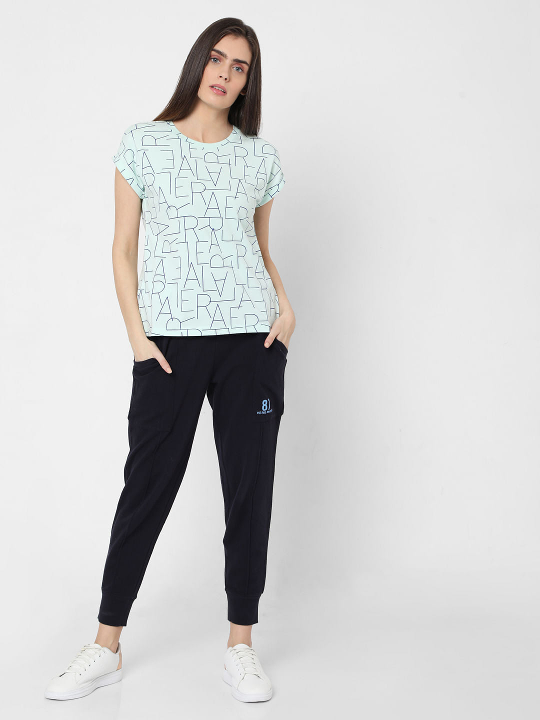 Sky Blue Alphabet Print T-Shirt