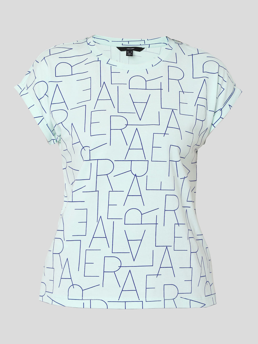 Sky Blue Alphabet Print T-Shirt