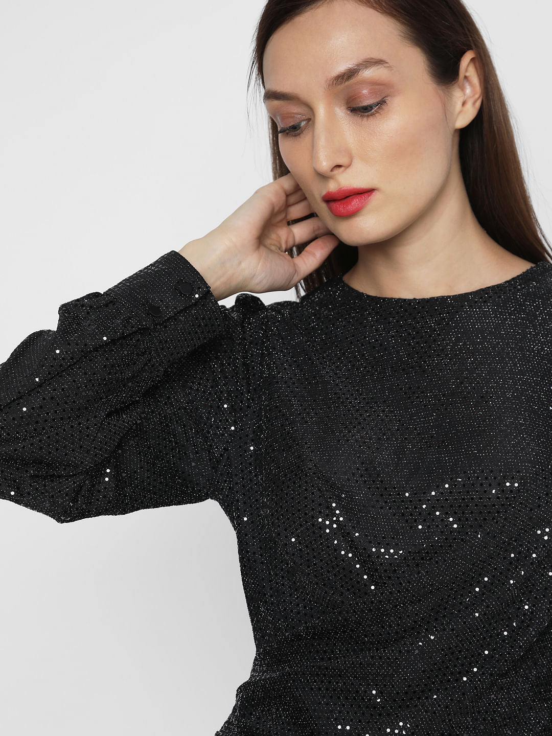 Black Lurex Knit Top