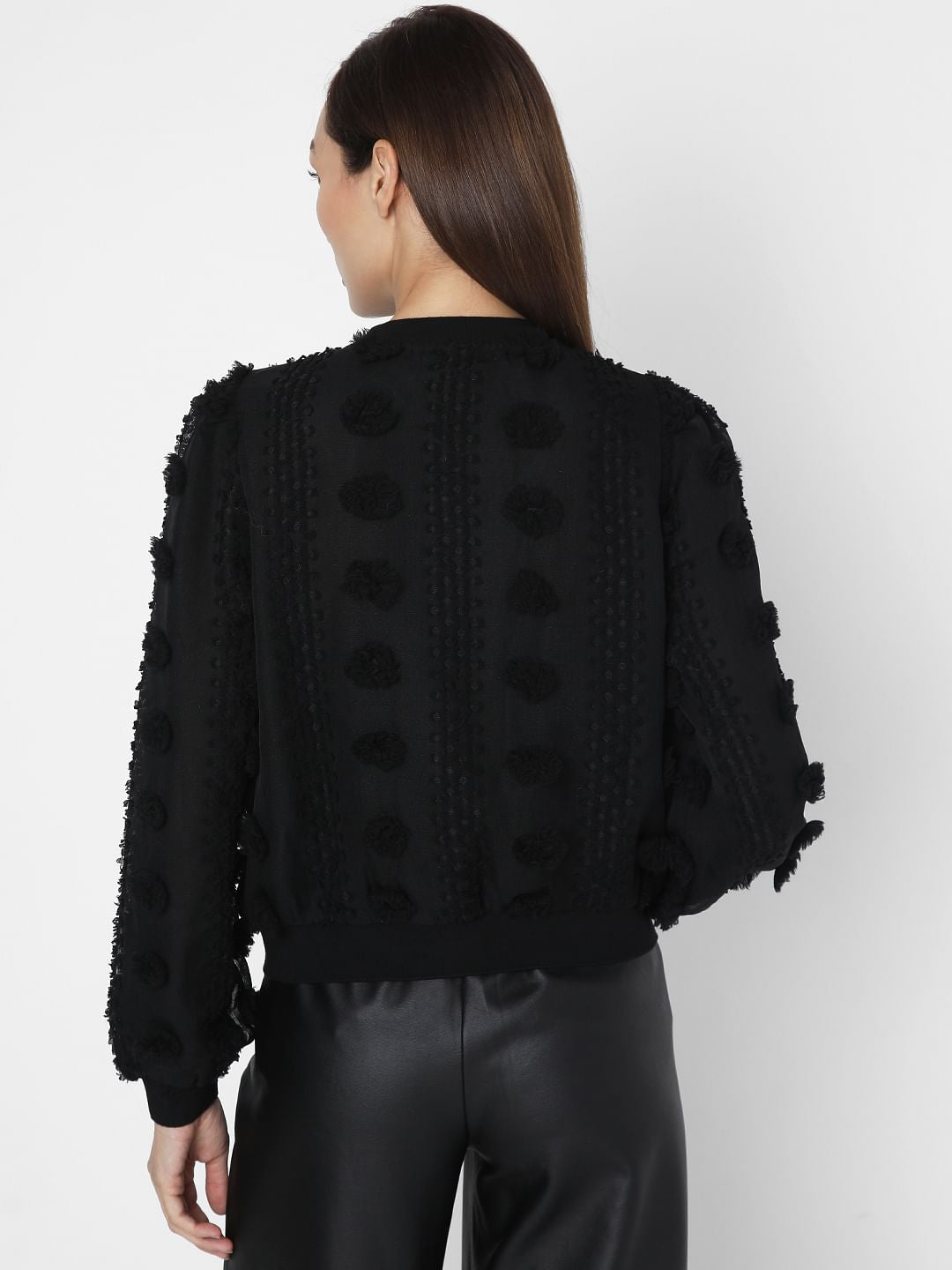 Black Lace Textured Cardigan