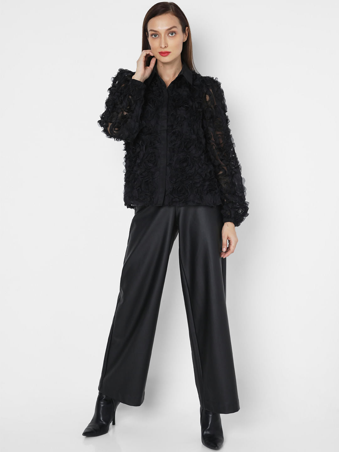 Black Rose Textured Shirt