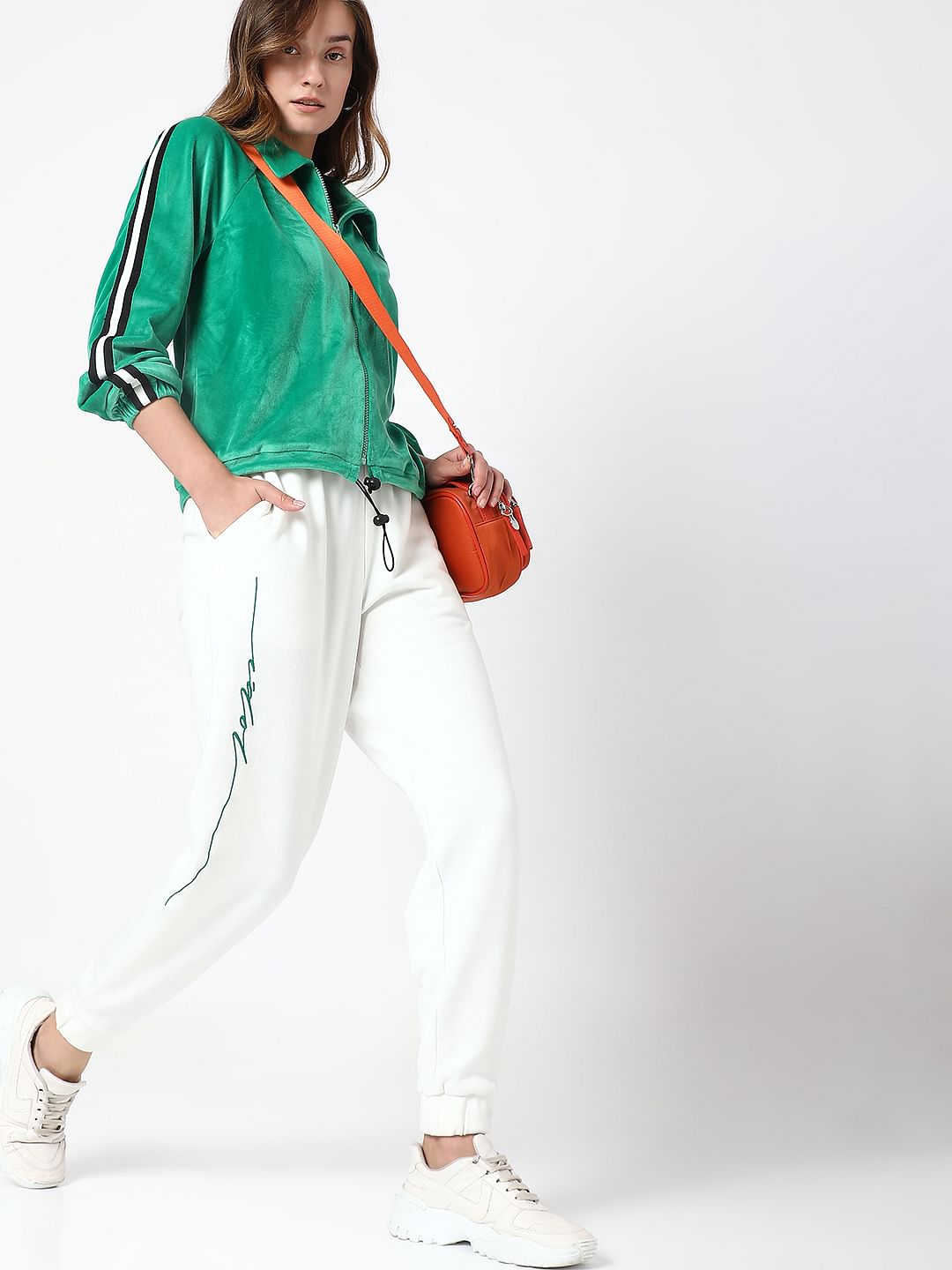 Green Velvet Zip-Up Sweatshirt