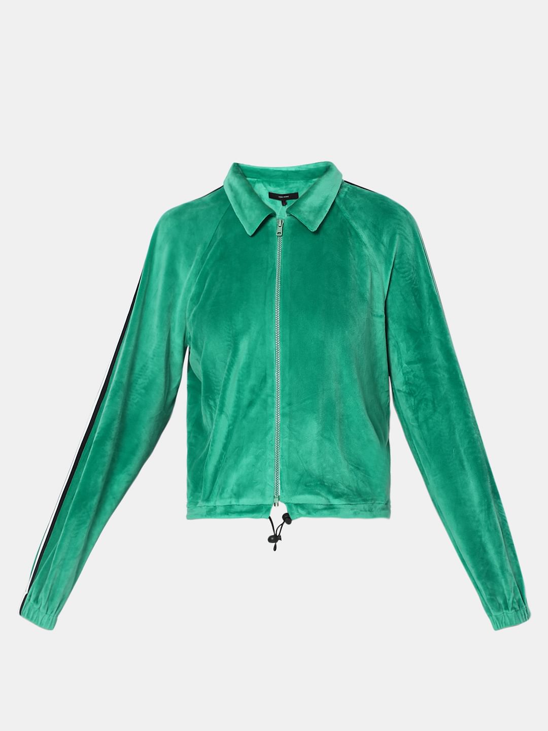 Green Velvet Zip-Up Sweatshirt