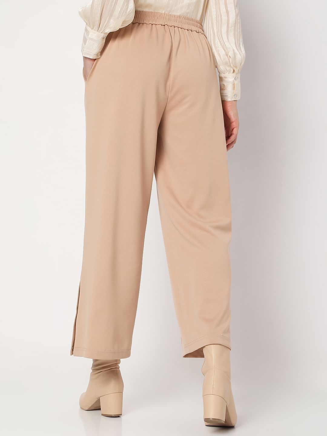 Brown Mid Rise Flared Pants