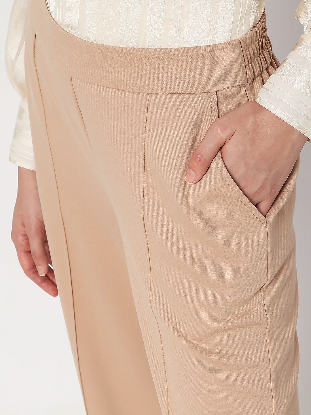 Brown Mid Rise Flared Pants