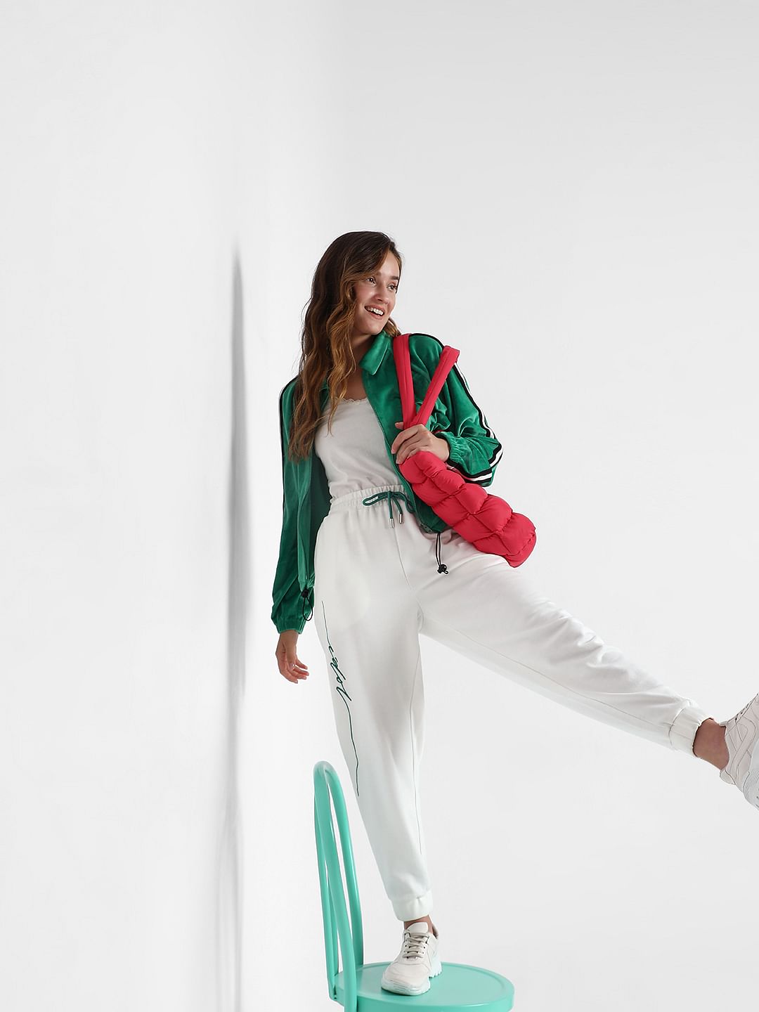 White High Rise Co-Ord Set Sweatpants