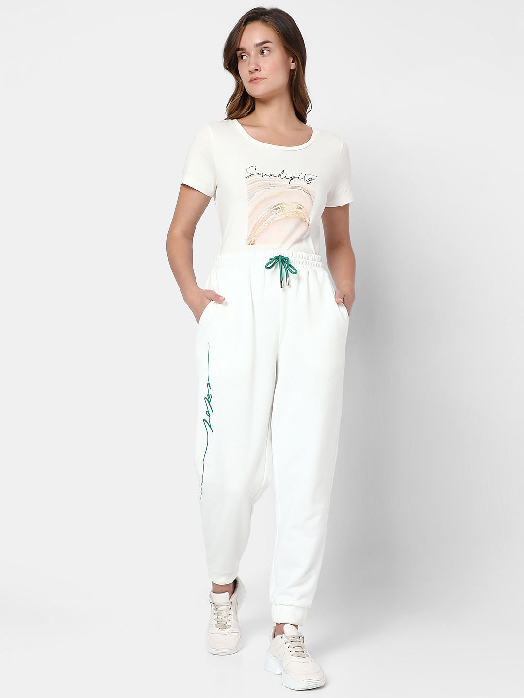 White High Rise Co-Ord Set Sweatpants
