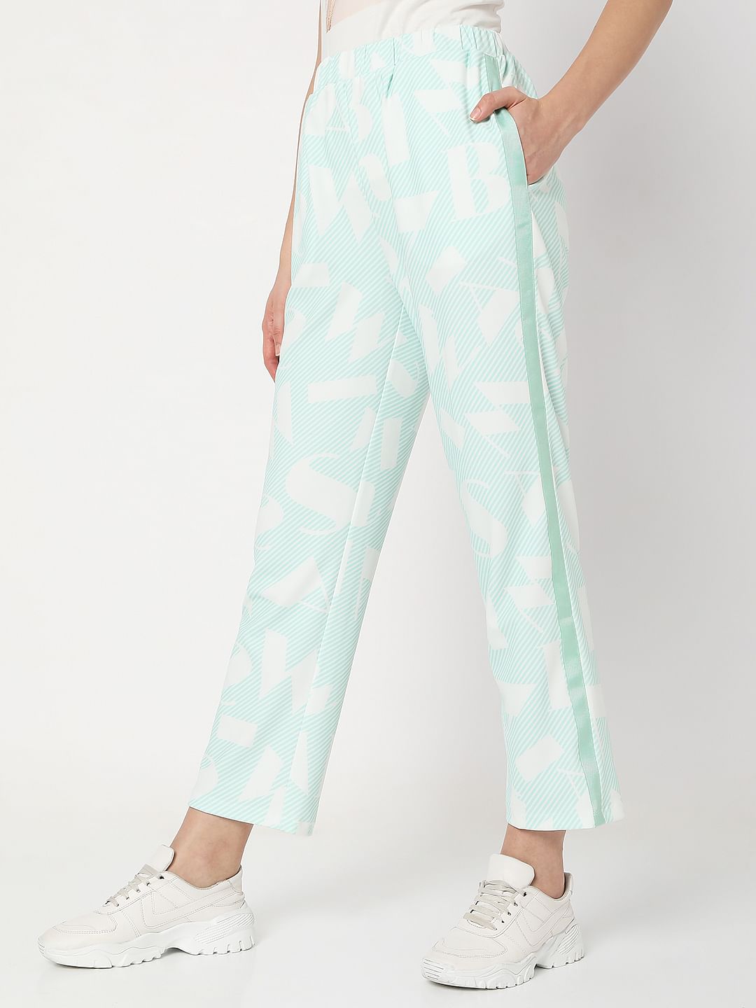 Green High Rise Printed Co-Ord Set Sweatpants