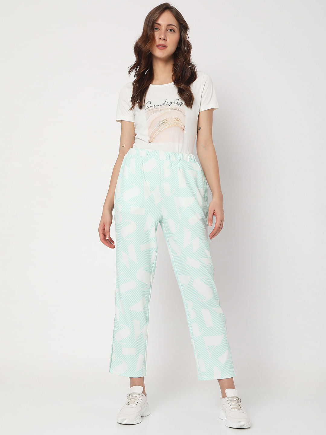 Green High Rise Printed Co-Ord Set Sweatpants