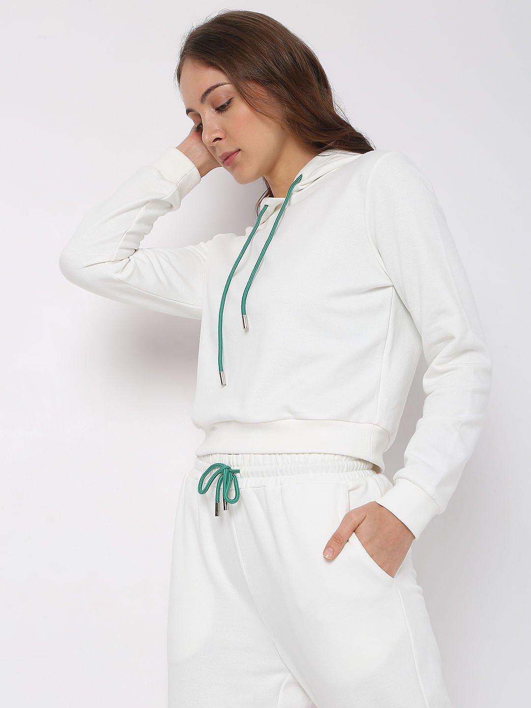 White Hooded Co-Ord Set Sweatshirt