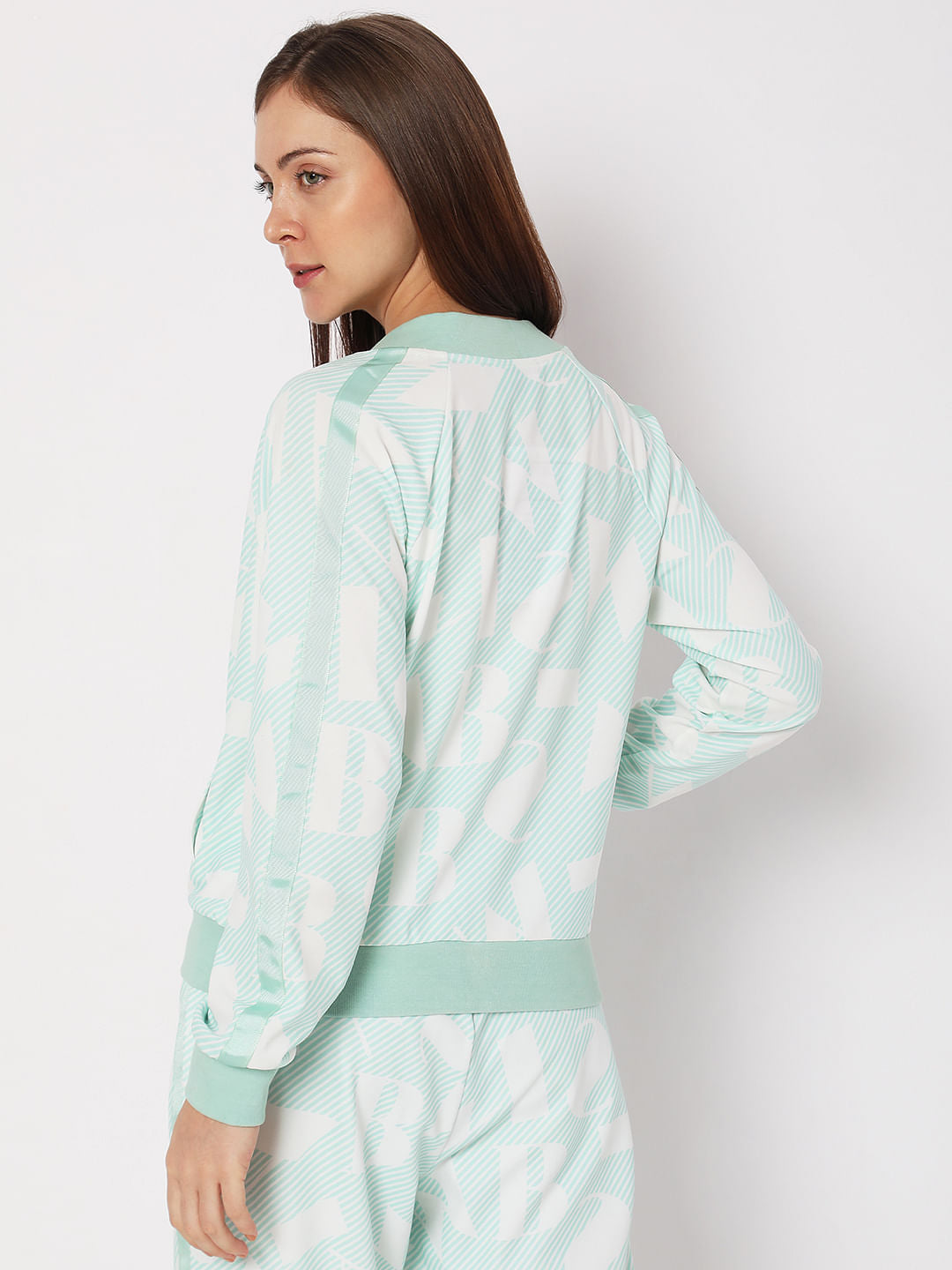 Green Printed Zip-Up Co-Ord Sweatshirt