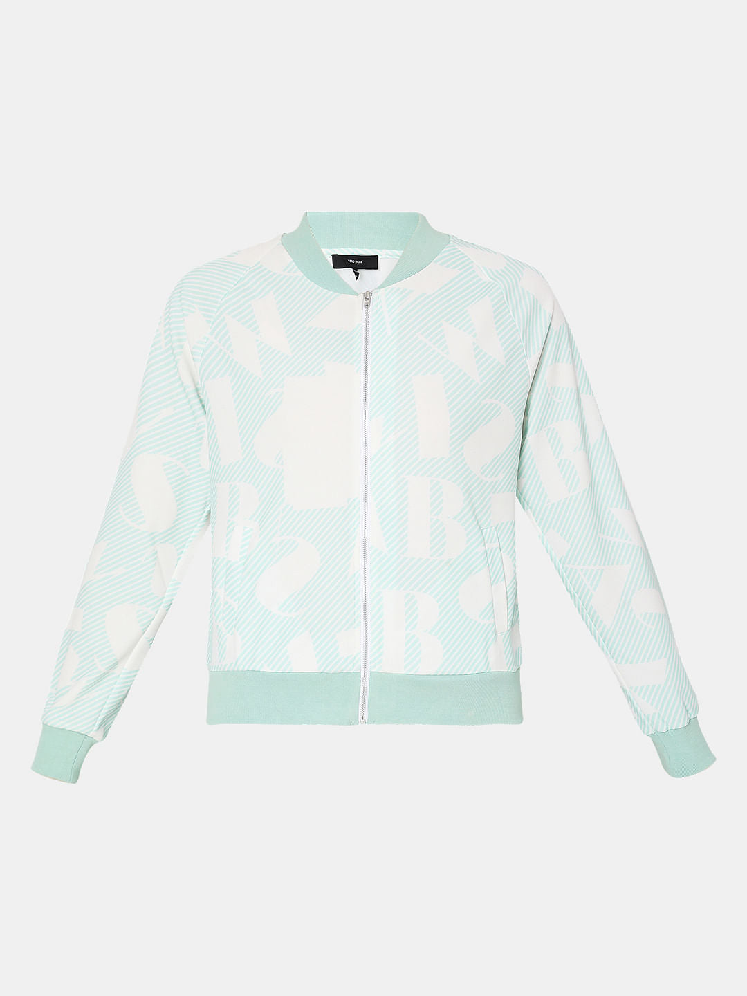 Green Printed Zip-Up Co-Ord Sweatshirt