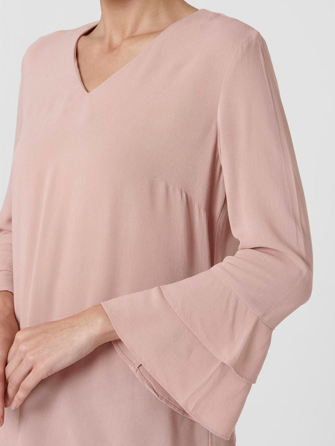 Light Pink Flute Sleeves Top