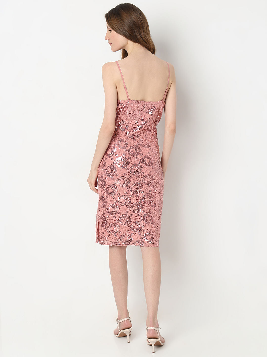 Pink Sequinned Shift Dress