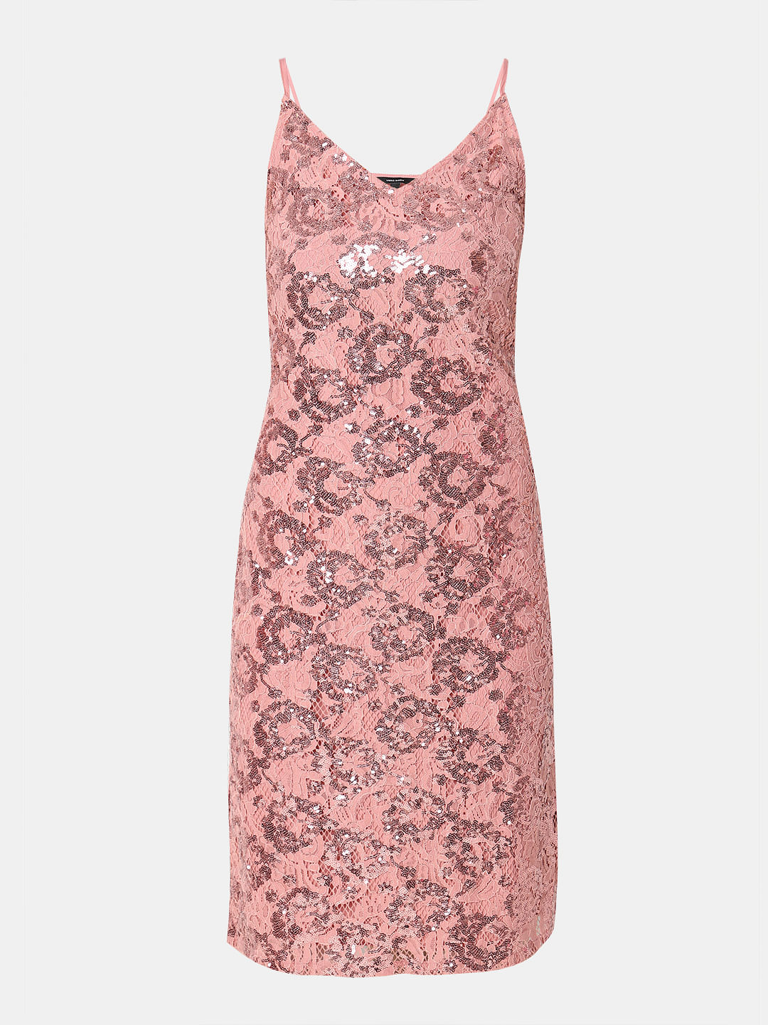 Pink Sequinned Shift Dress