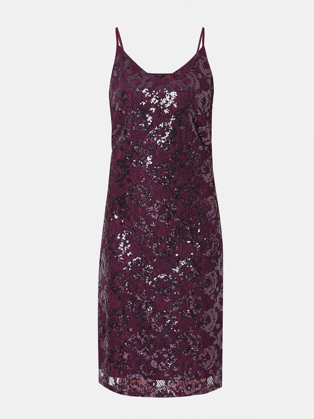 Dark Purple Sequinned Shift Dress