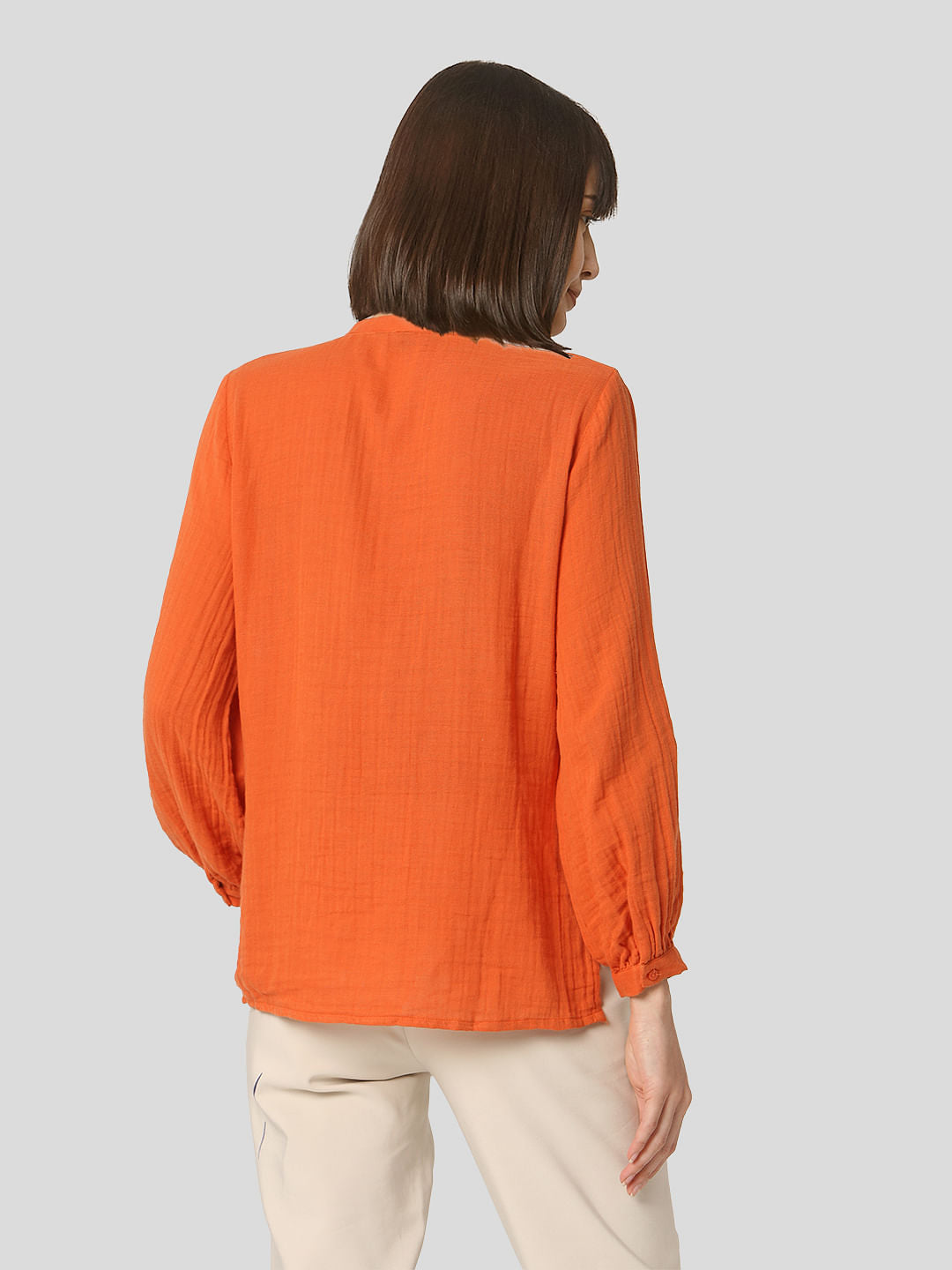 Orange Textured Organic Cotton Shirt