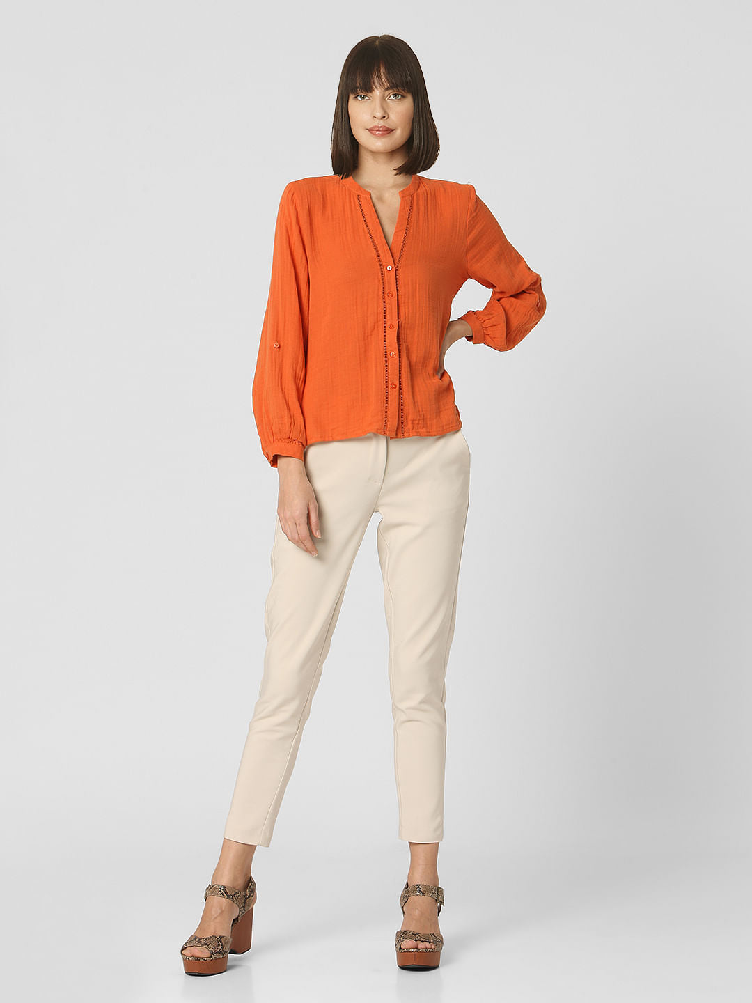 Orange Textured Organic Cotton Shirt