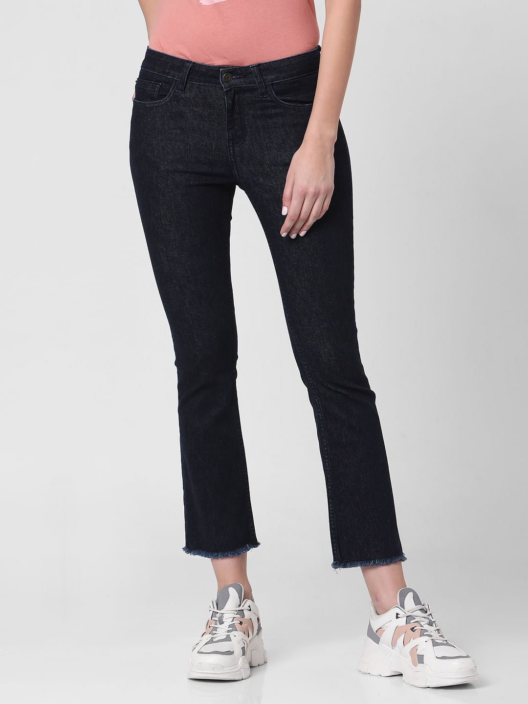 Dark Blue Mid Rise Boot Cut Jeans
