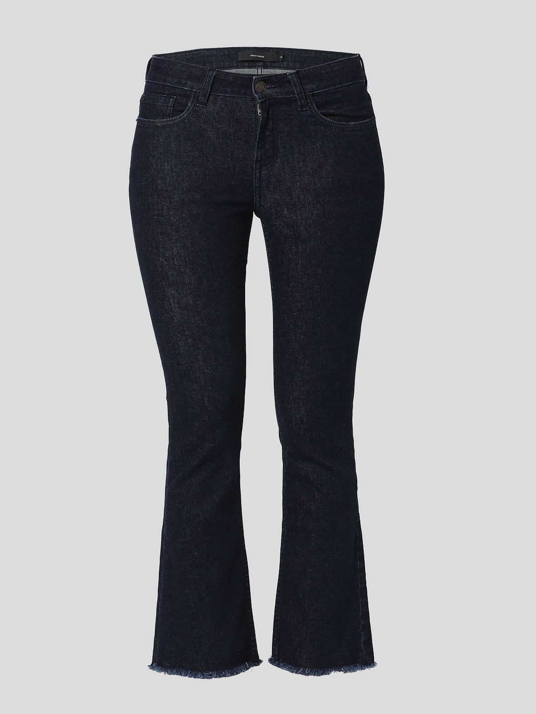 Dark Blue Mid Rise Boot Cut Jeans