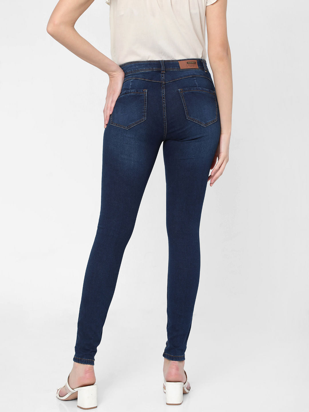 Blue Mid Rise Super Skinny Jeans