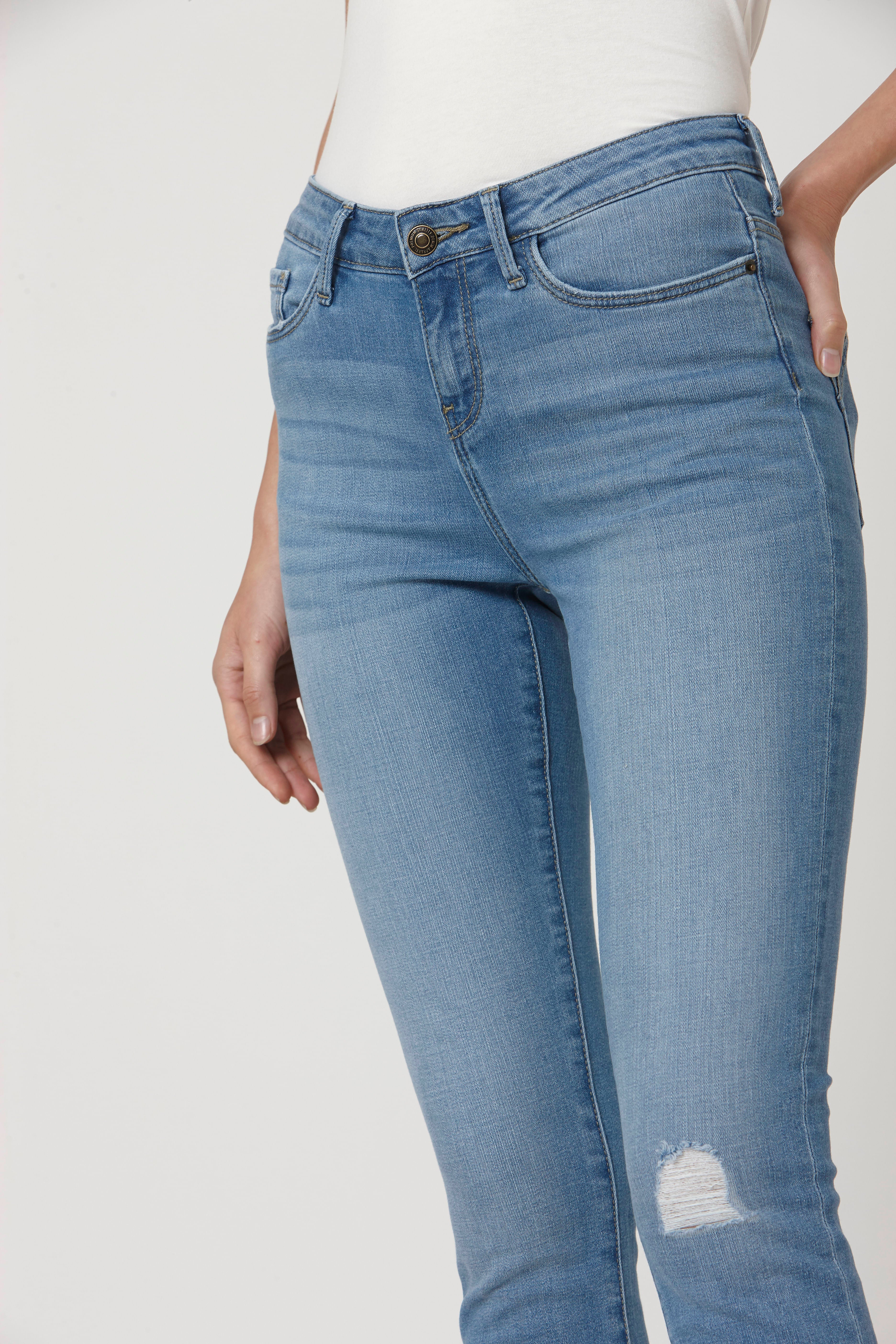 Blue Mid Rise Ripped Wendy Wendy Skinny Jeans