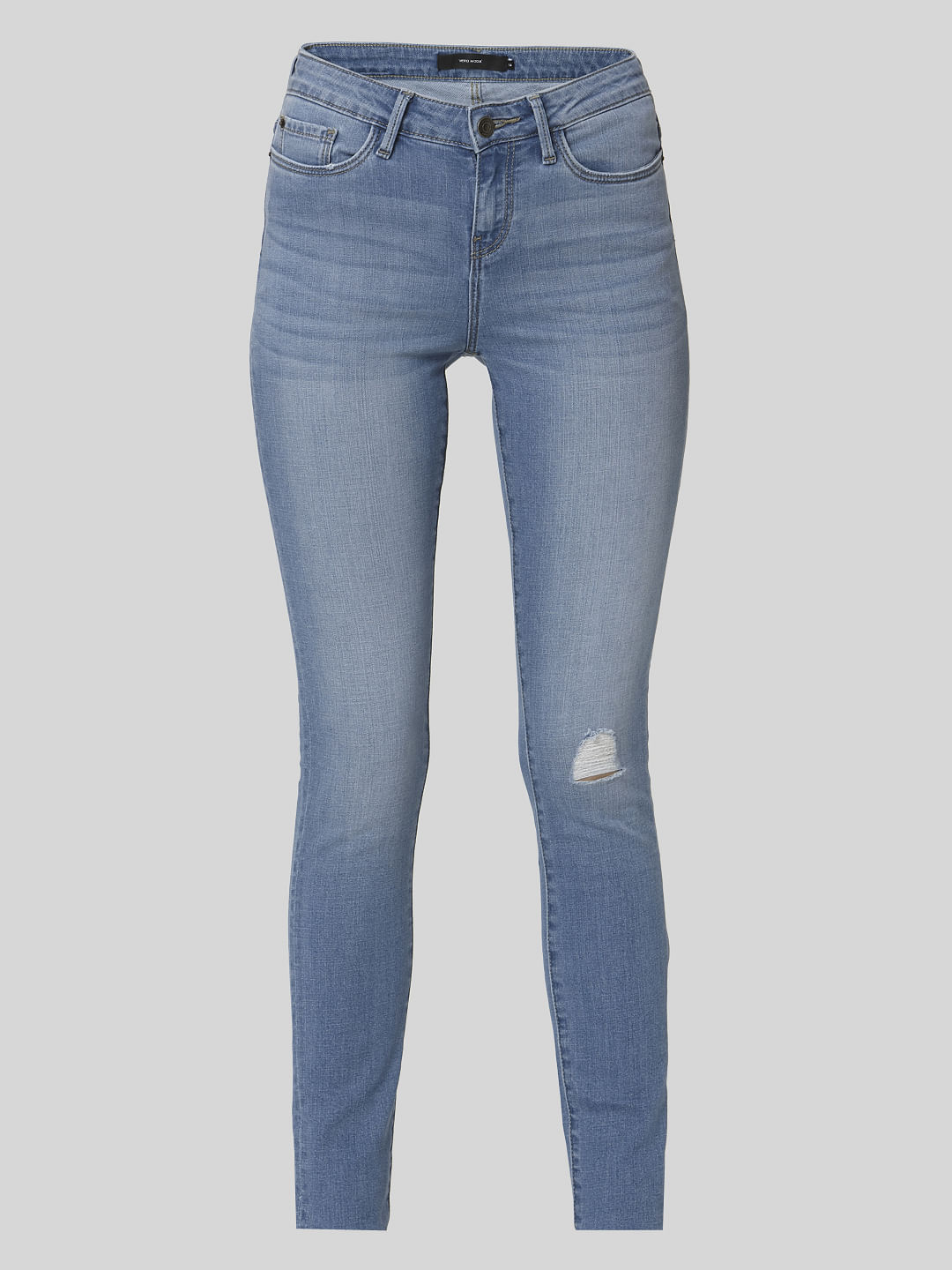 Blue Mid Rise Ripped Wendy Wendy Skinny Jeans