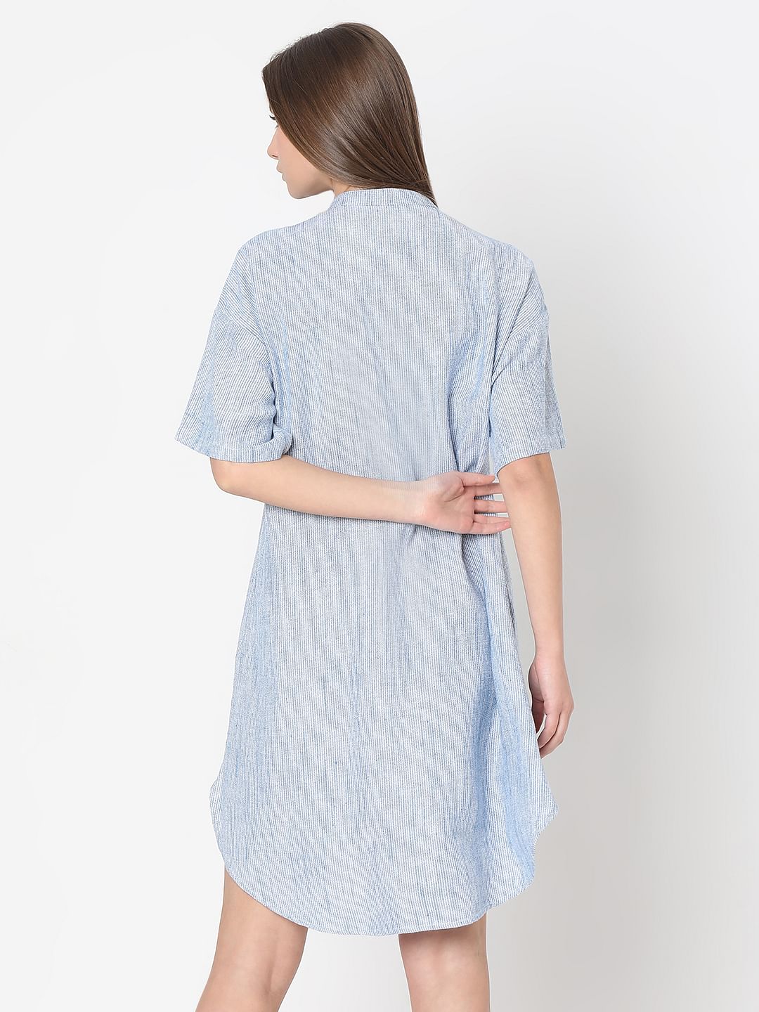 Light Blue Striped Tunic Dress