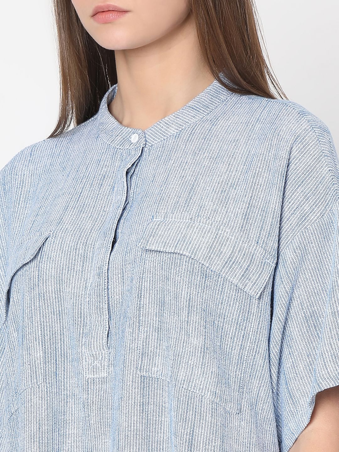 Light Blue Striped Tunic Dress