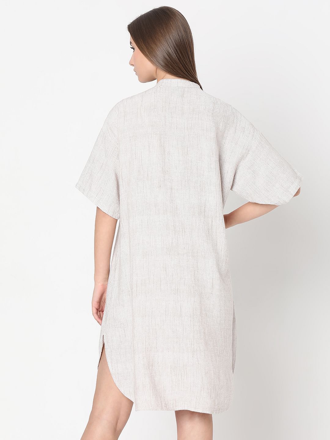 Light Brown Striped Tunic Dress