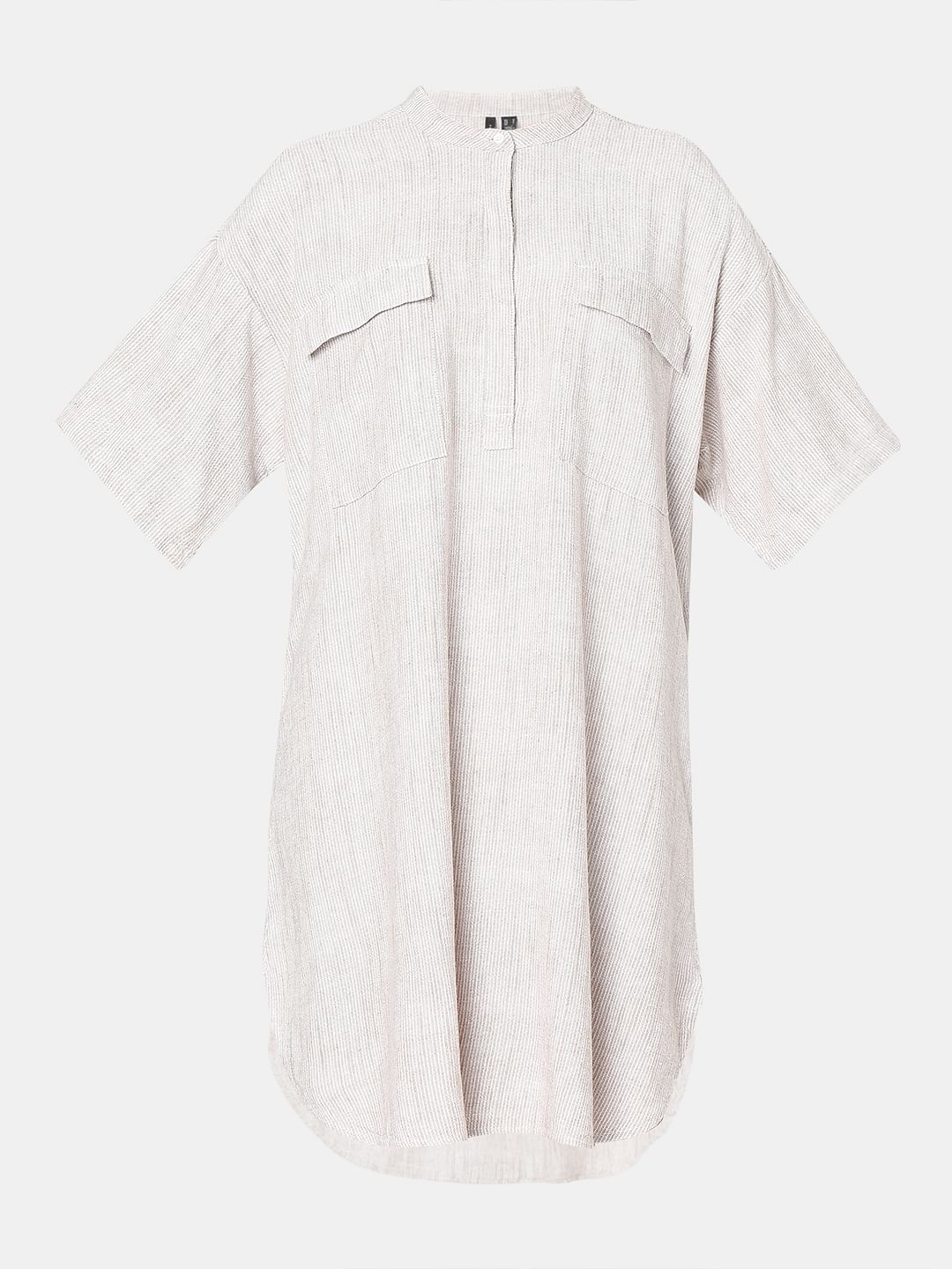 Light Brown Striped Tunic Dress