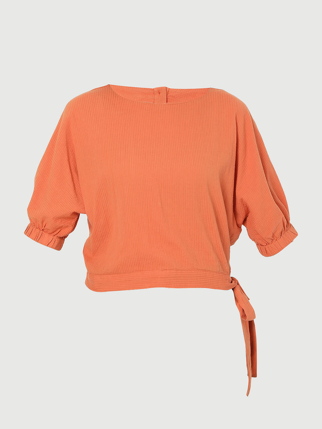 Orange Puff Sleeves Top