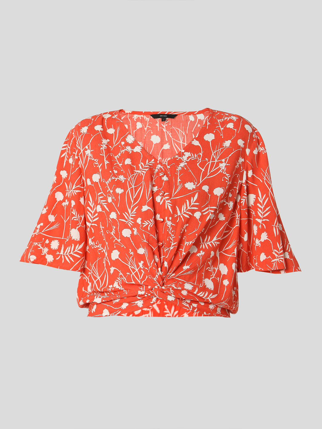 Orange Tropical Print Top