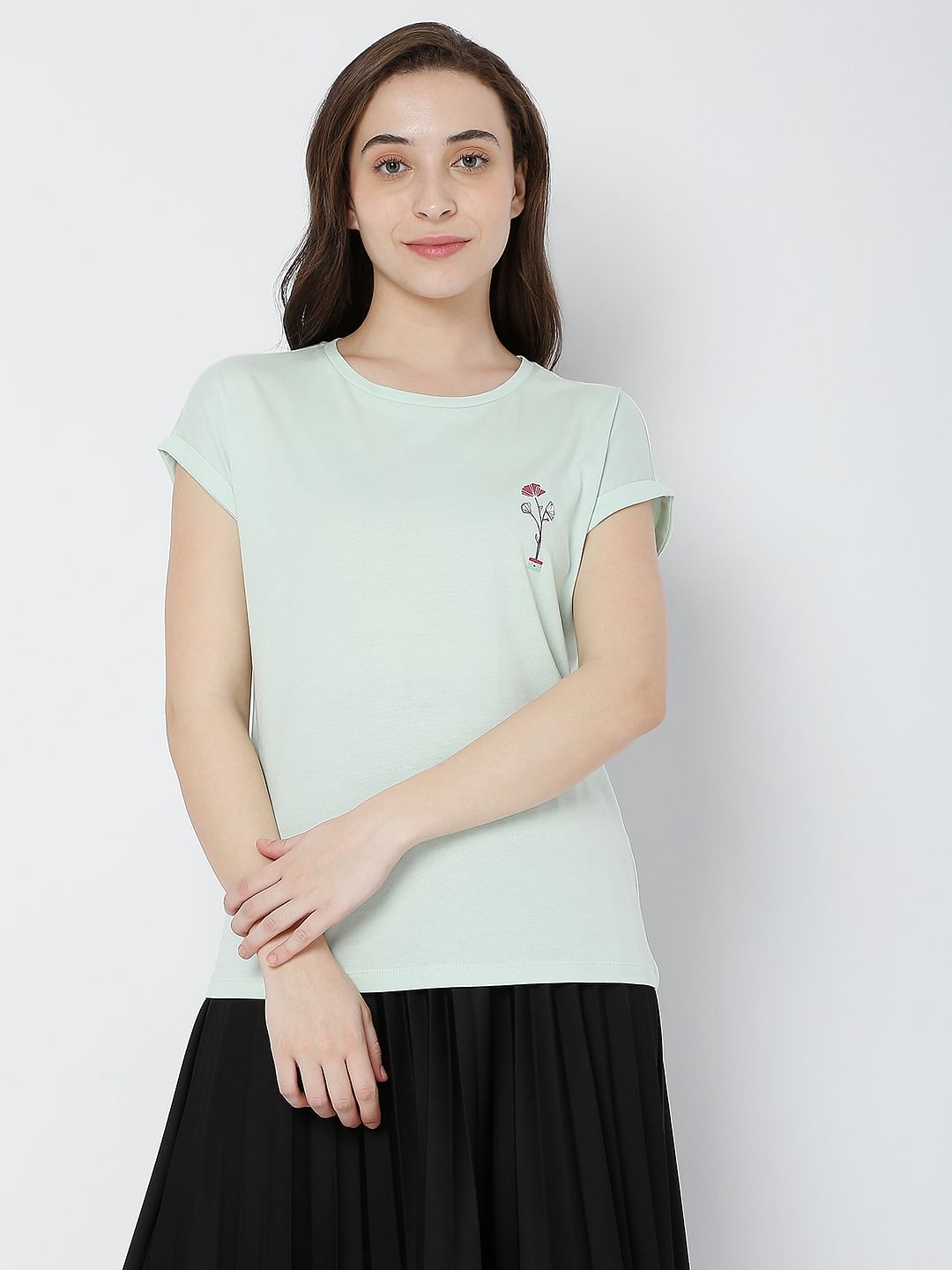 Green Floral Print T-Shirt