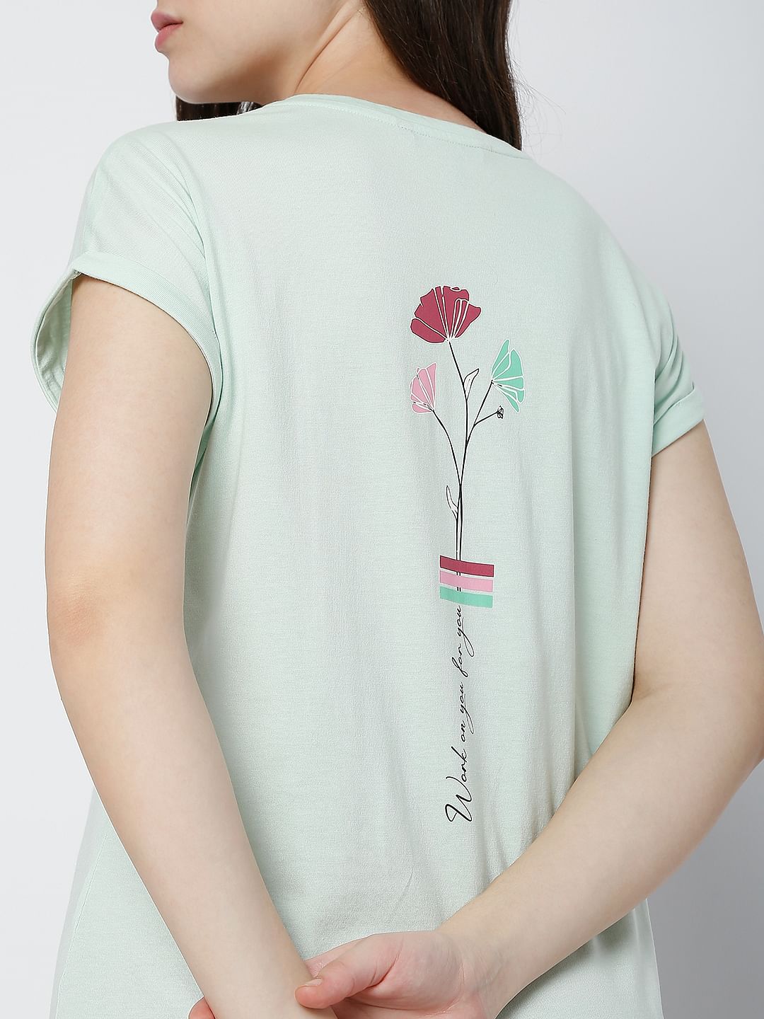 Green Floral Print T-Shirt