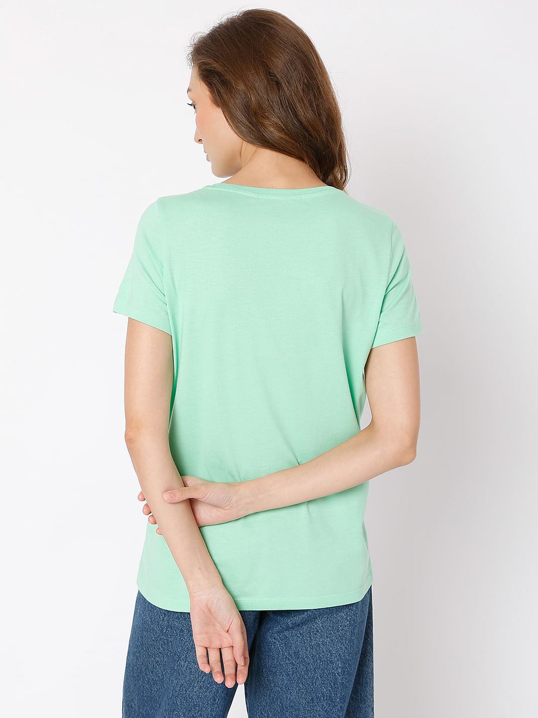 Green Text Print T-Shirt