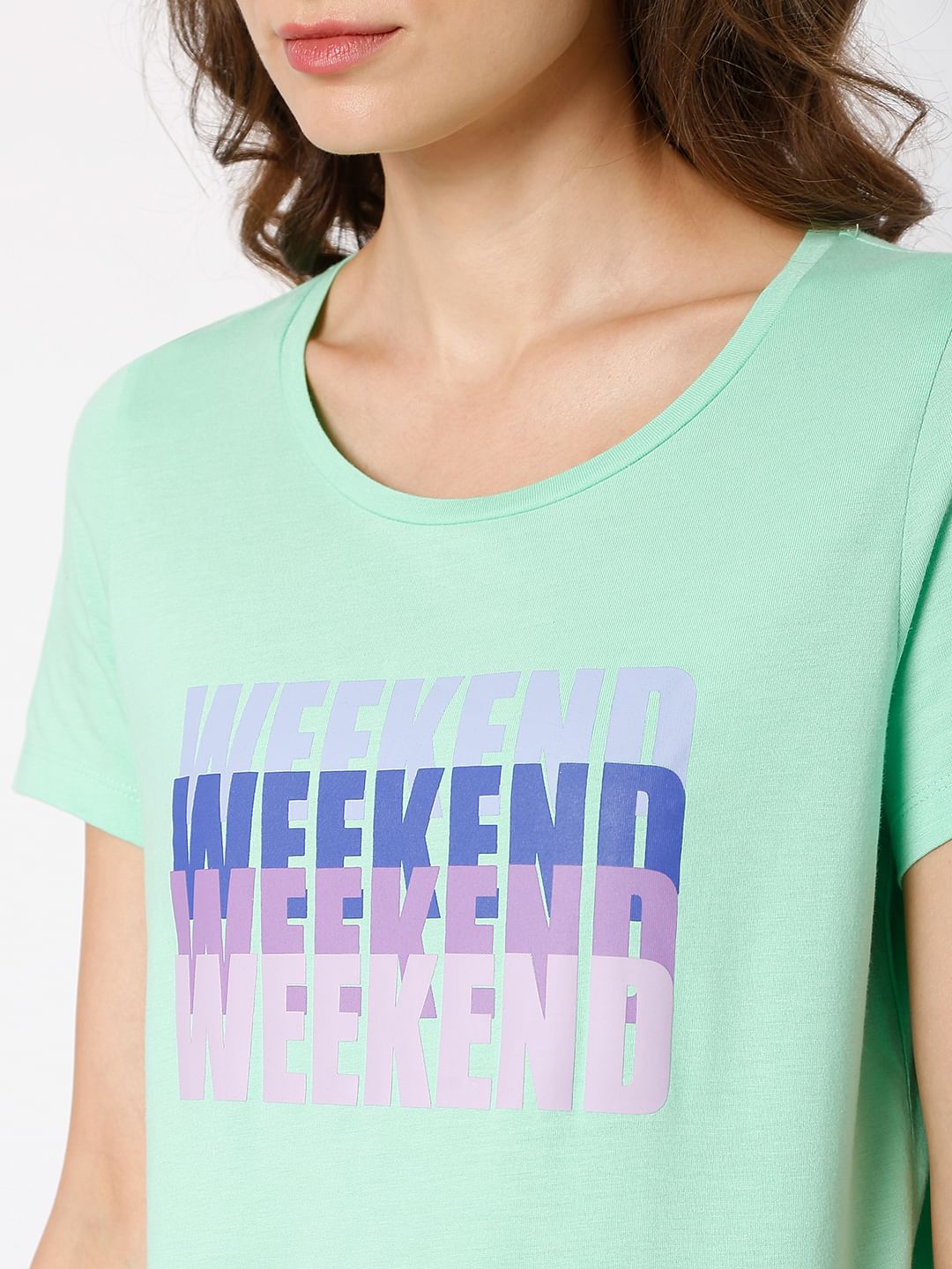 Green Text Print T-Shirt