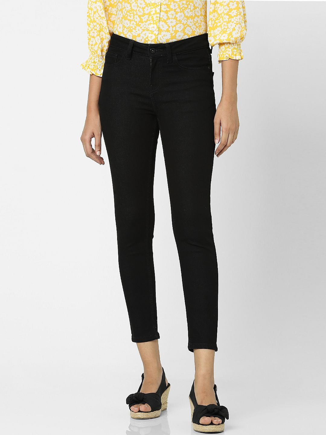 Black Mid Rise Wendy Skinny Jeans