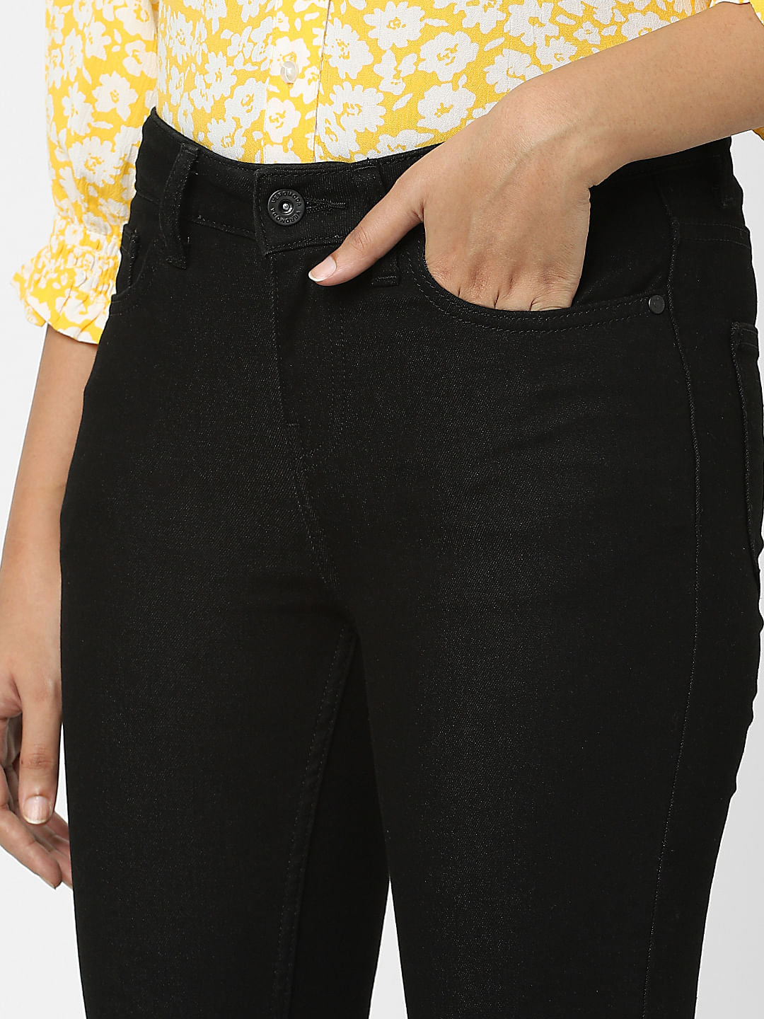 Black Mid Rise Wendy Skinny Jeans
