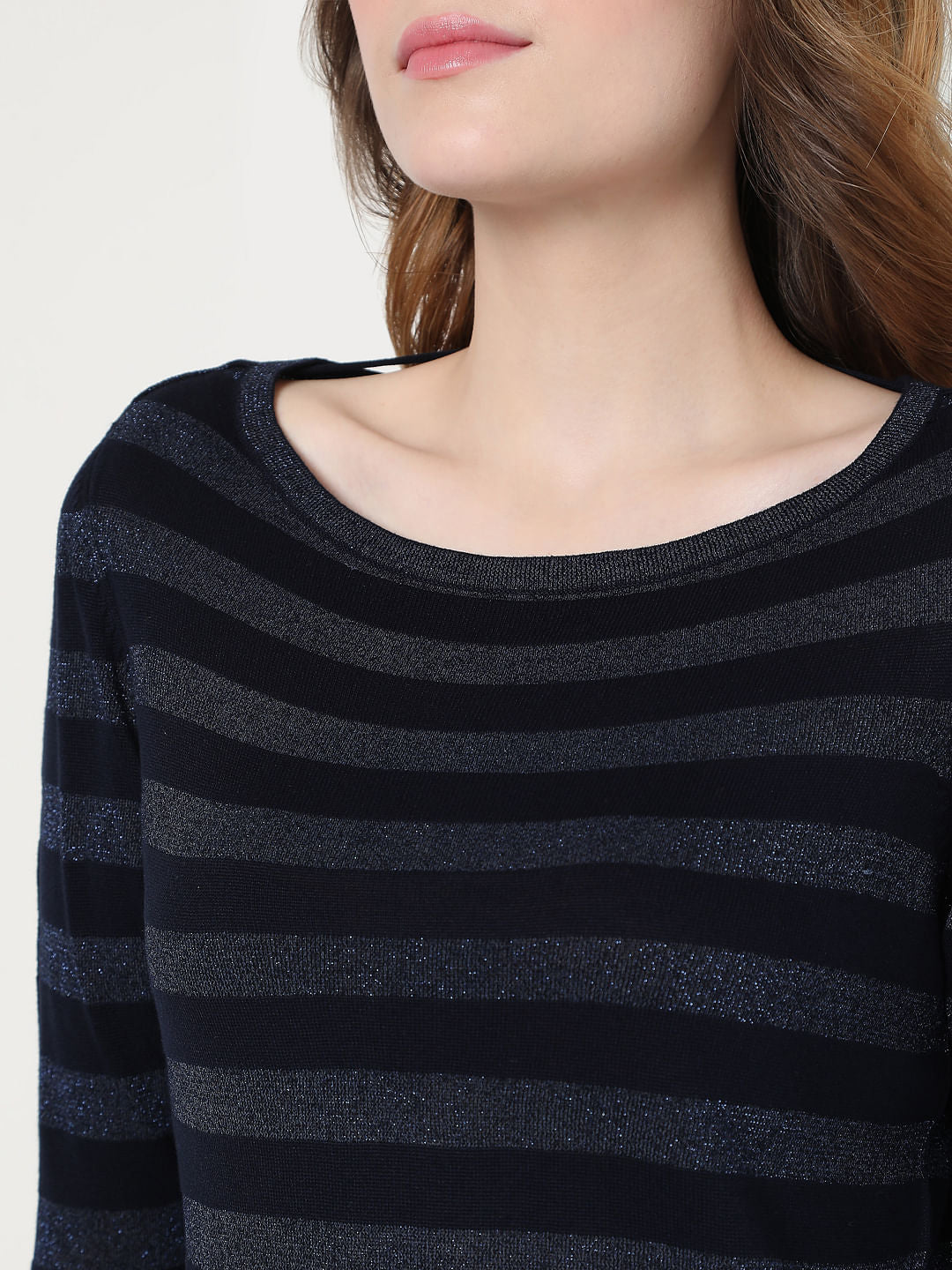 Blue Striped Knit Top