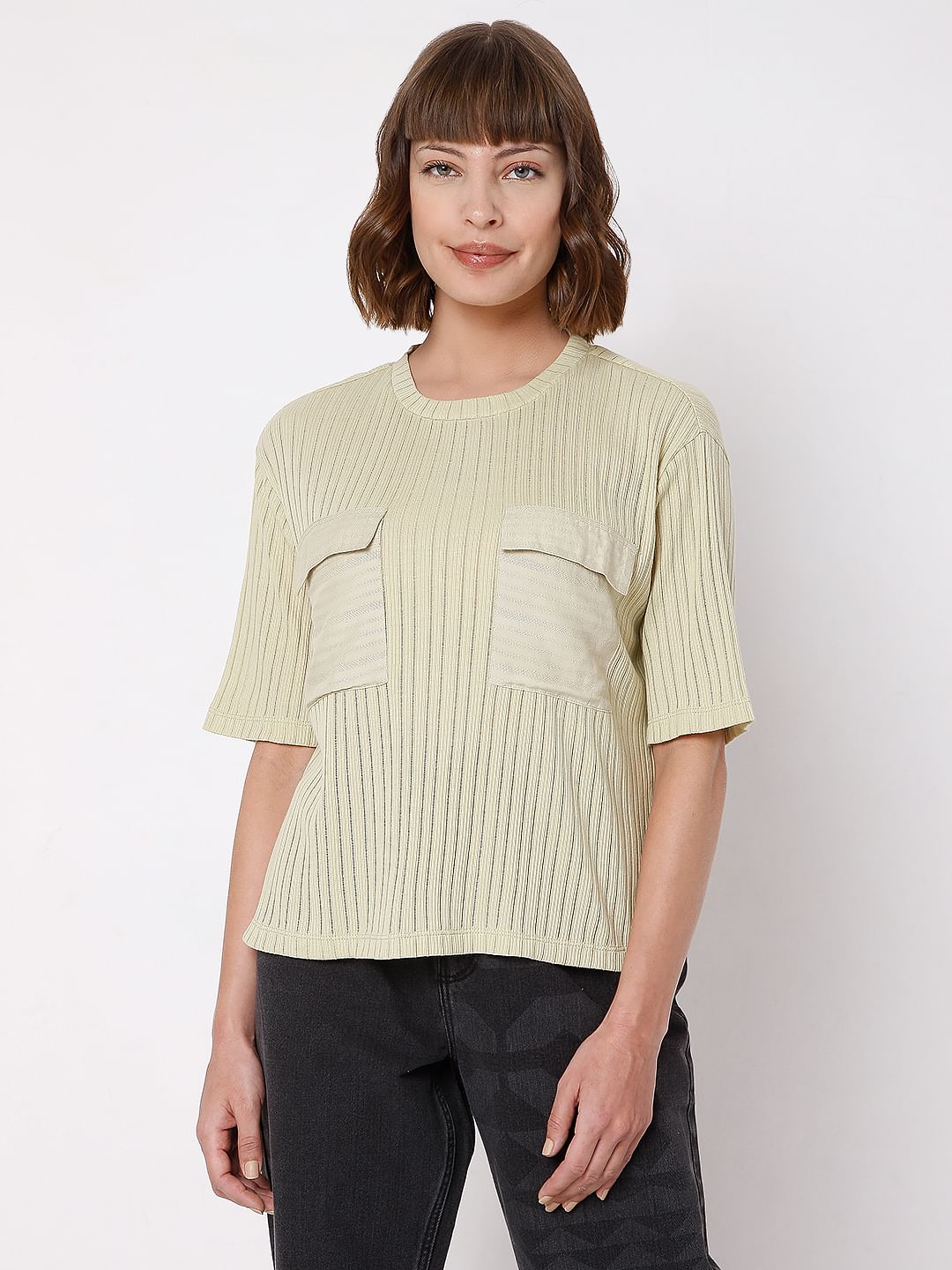 Green Ribbed T-Shirt