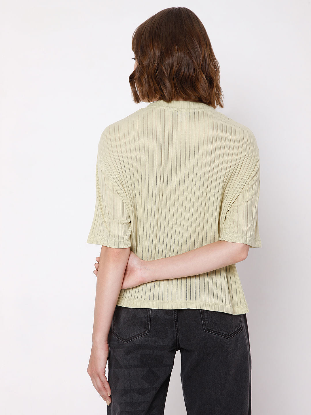 Green Ribbed T-Shirt